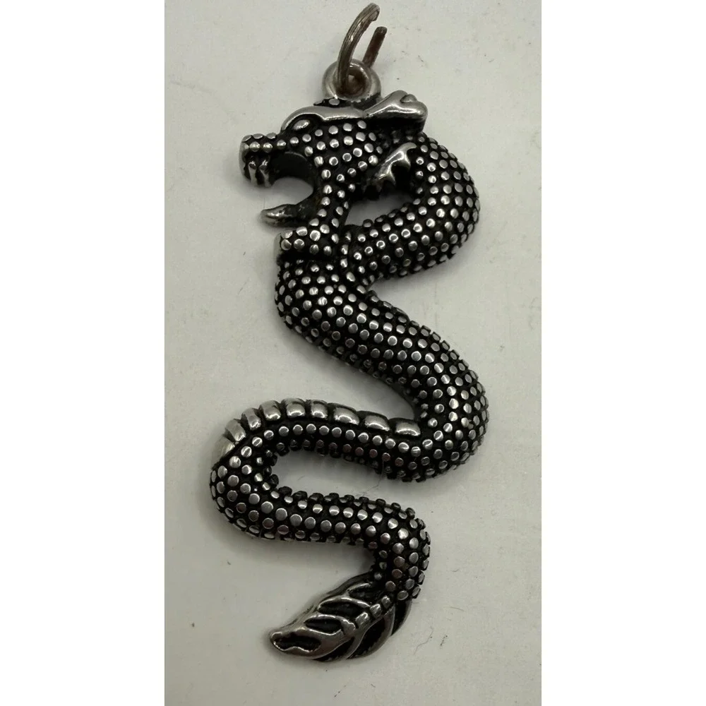 Controse Stainless Steel Wyrm Dragon Pendant Gothic Fantasy Reptile Charm